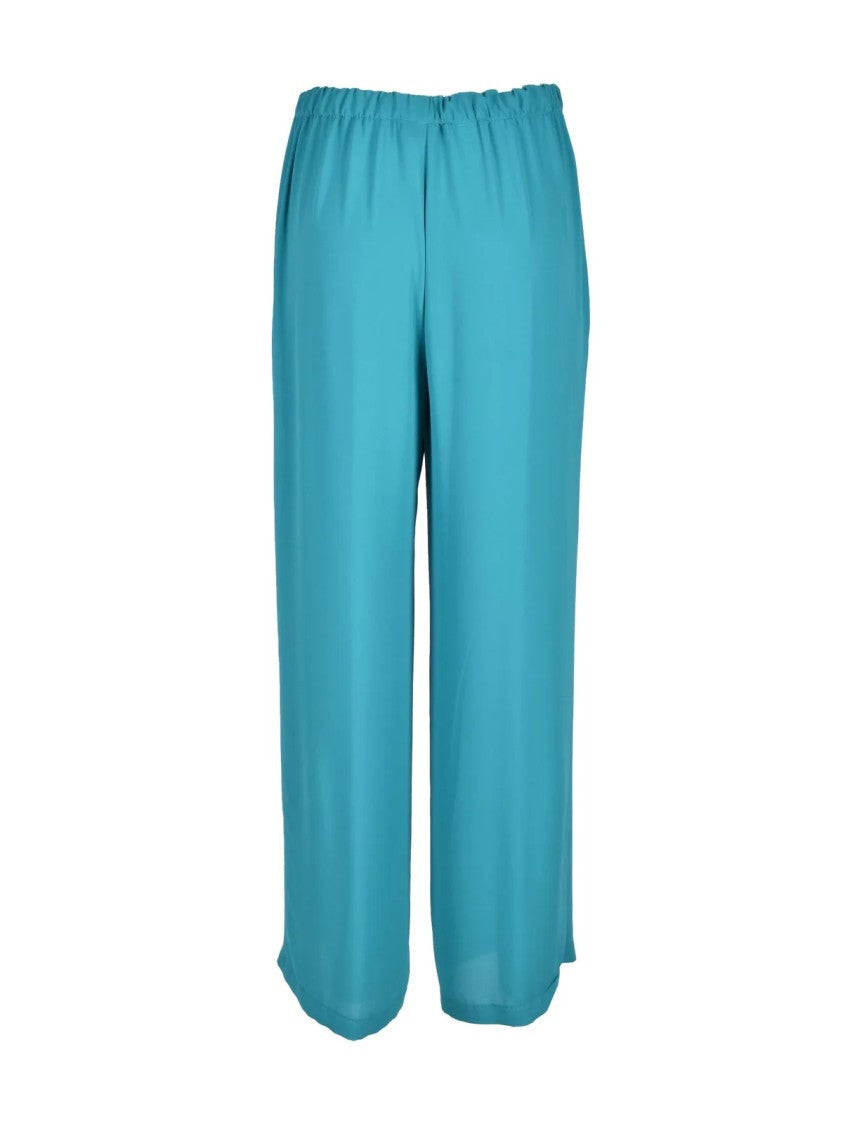 Maesta Aqua Green Elastic Waistband Straight-Leg Pants