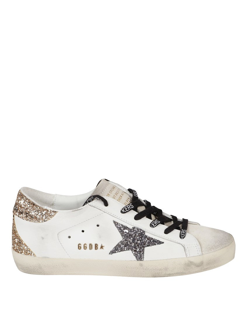 Golden Goose Distressed White Leather Low-Top Sneakers