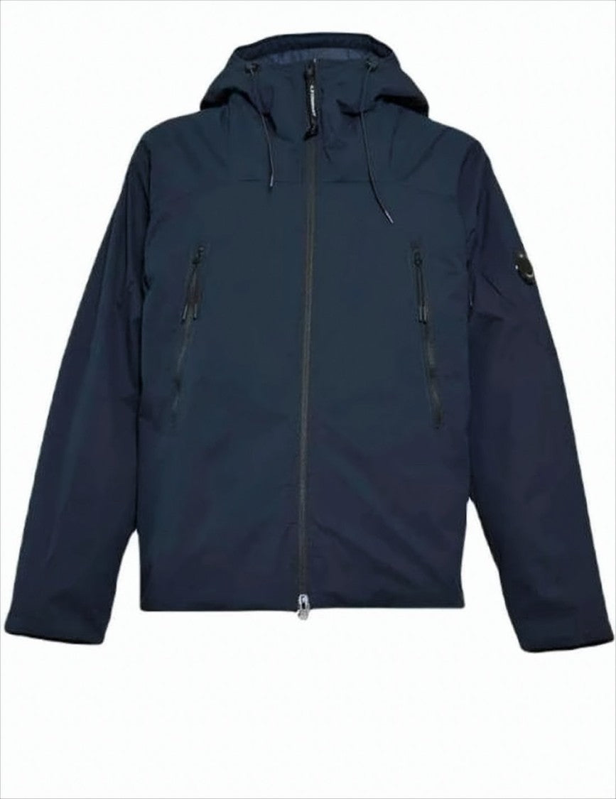 C.P. Company Blue Polyester Jacket With Adjustable Hood And Logo Patch