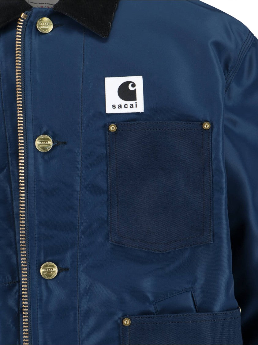 Sacai Detroit Canvas Ma-1 Jacket With Structured Silhouette And Contrast Detailing