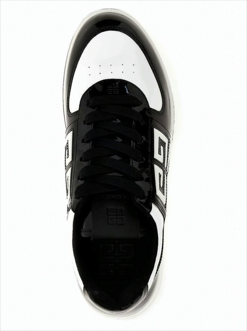 Givenchy Glossy Calf Leather Sneakers With Geometric Logo