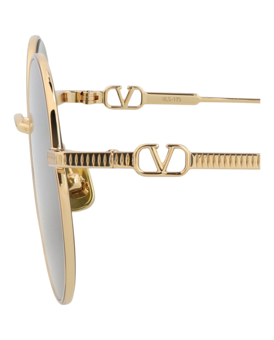 Valentino Round-Frame Metal Sunglasses