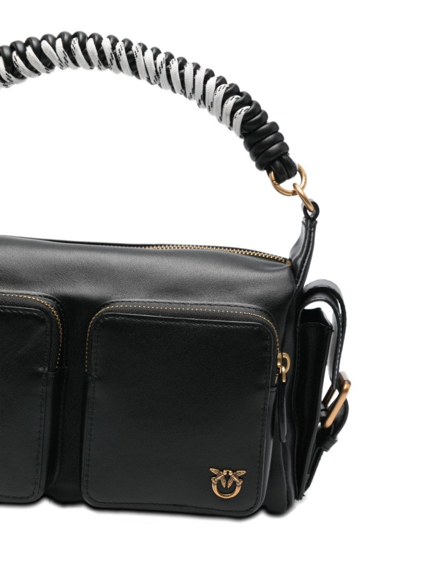 Pinko Nero E Oro Leather Shoulder Bag