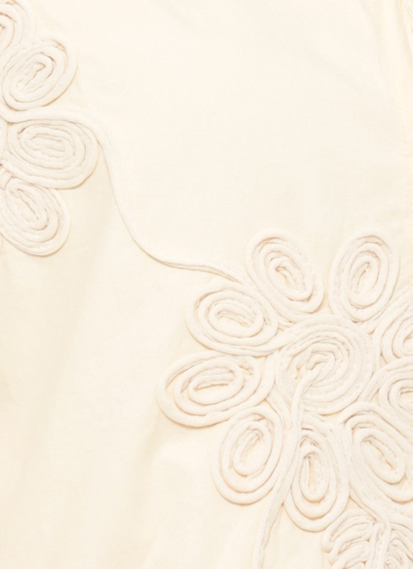 Rotate Ivory Flower Floral Embossed Shirt