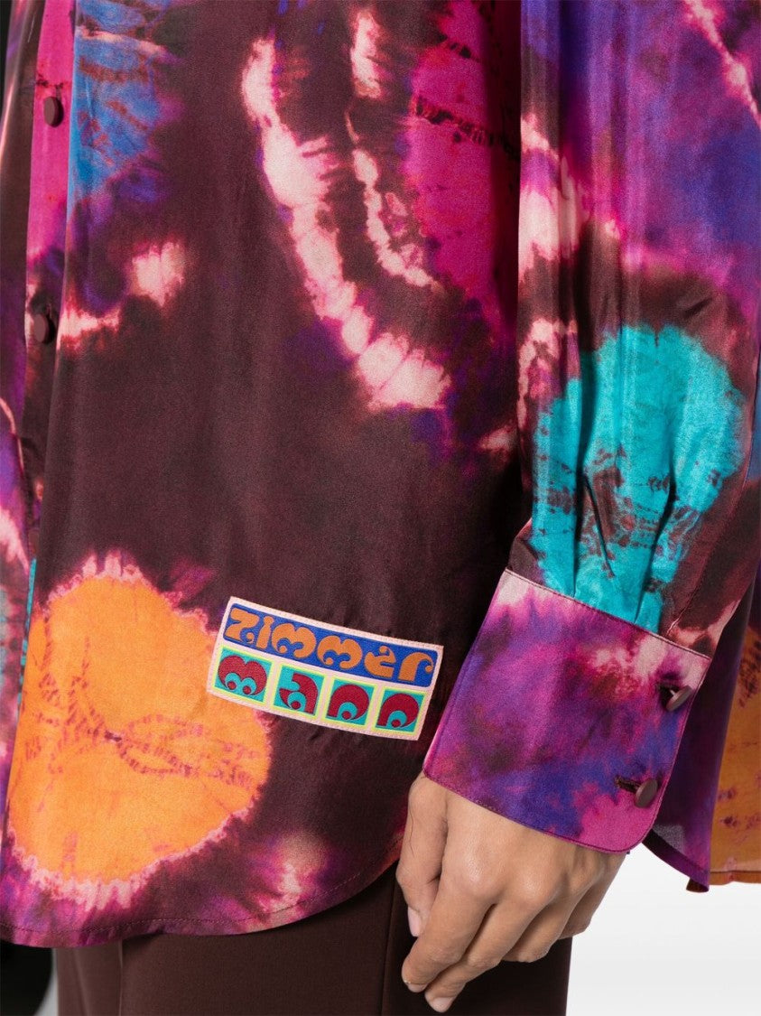 Zimmermann Purple Acadian Tie-Dye Print Shirt