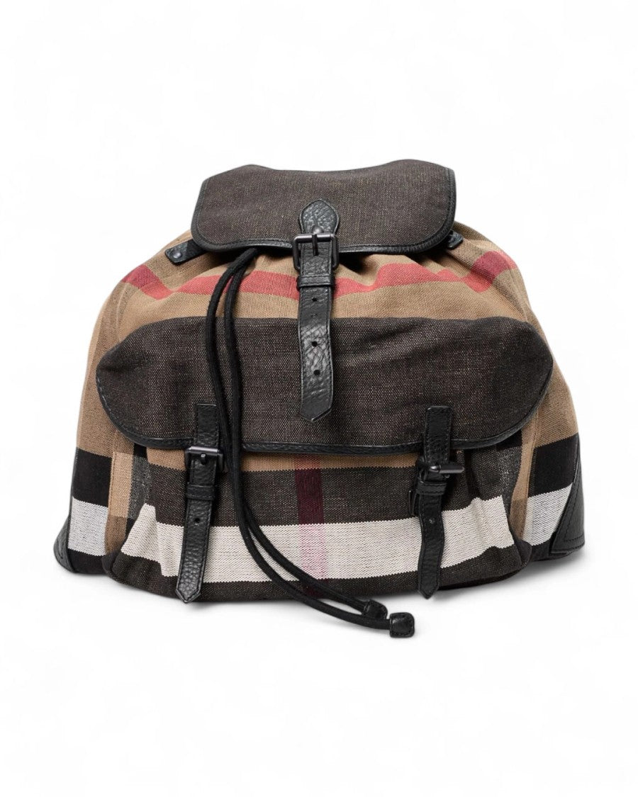Burberry Gm Check Fabric Backpack Beige/Black