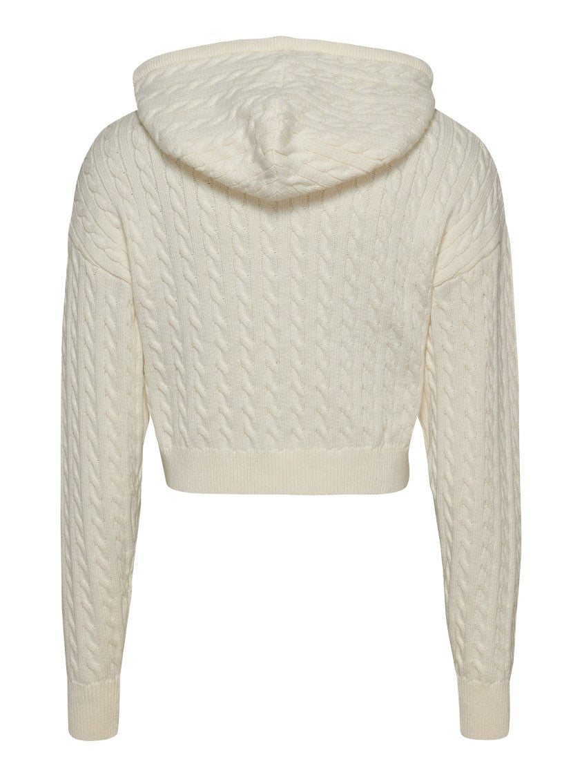 Tommy Jeans Full-Zip Cropped Hoodie With Textured Cable Knit