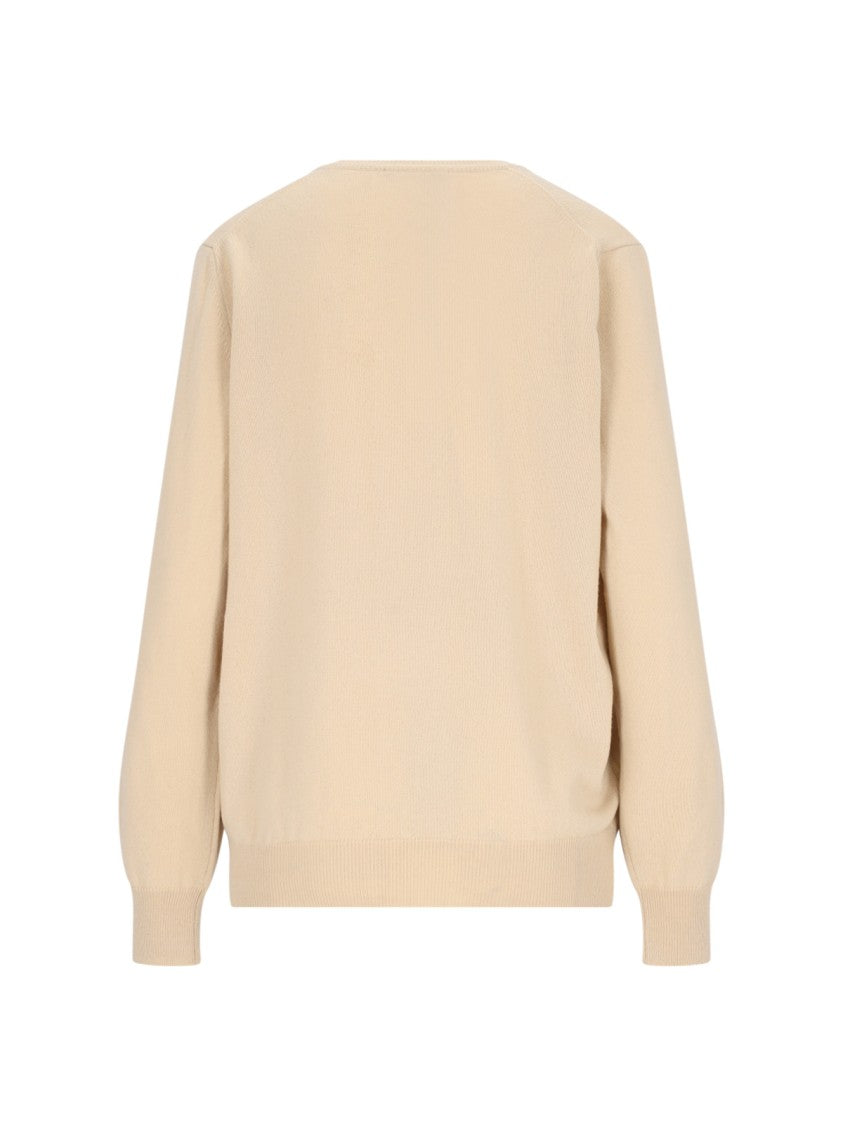 Canessa V-Neck Sweater In Beige Cashmere
