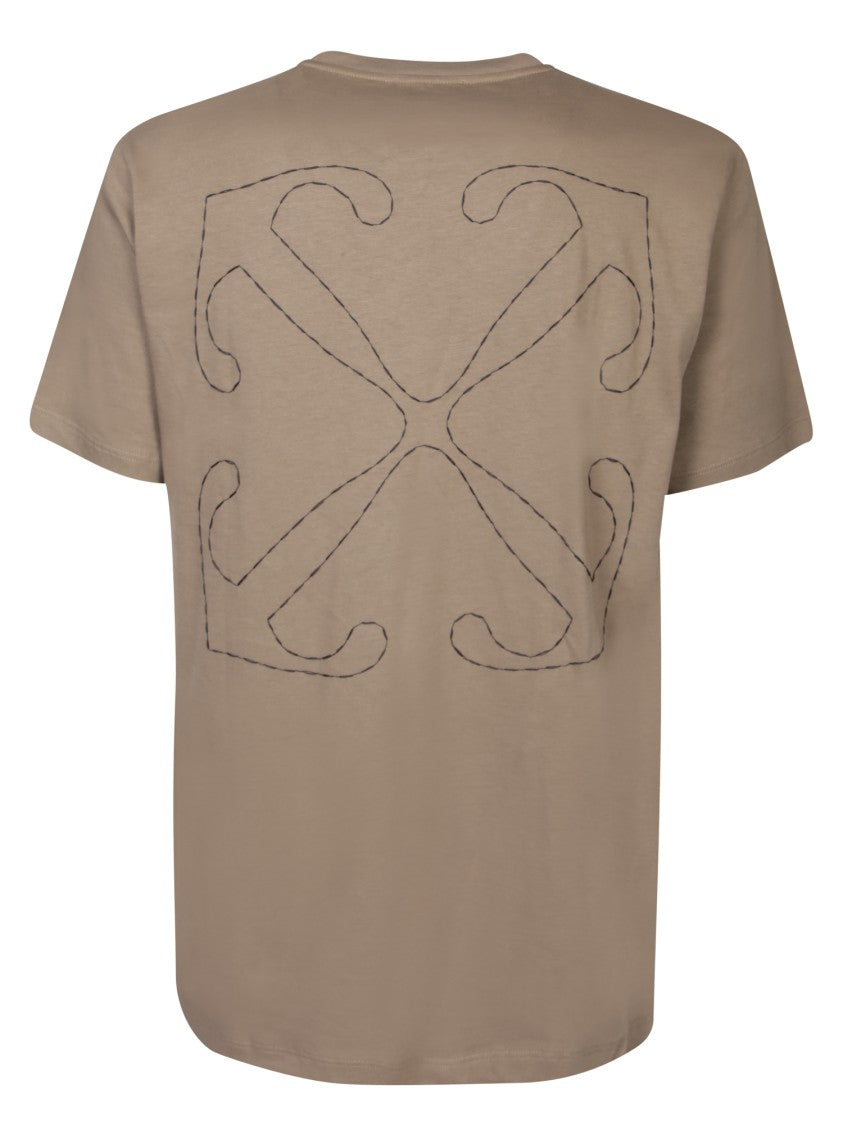 Off-White Beige Casual Cotton T-Shirt