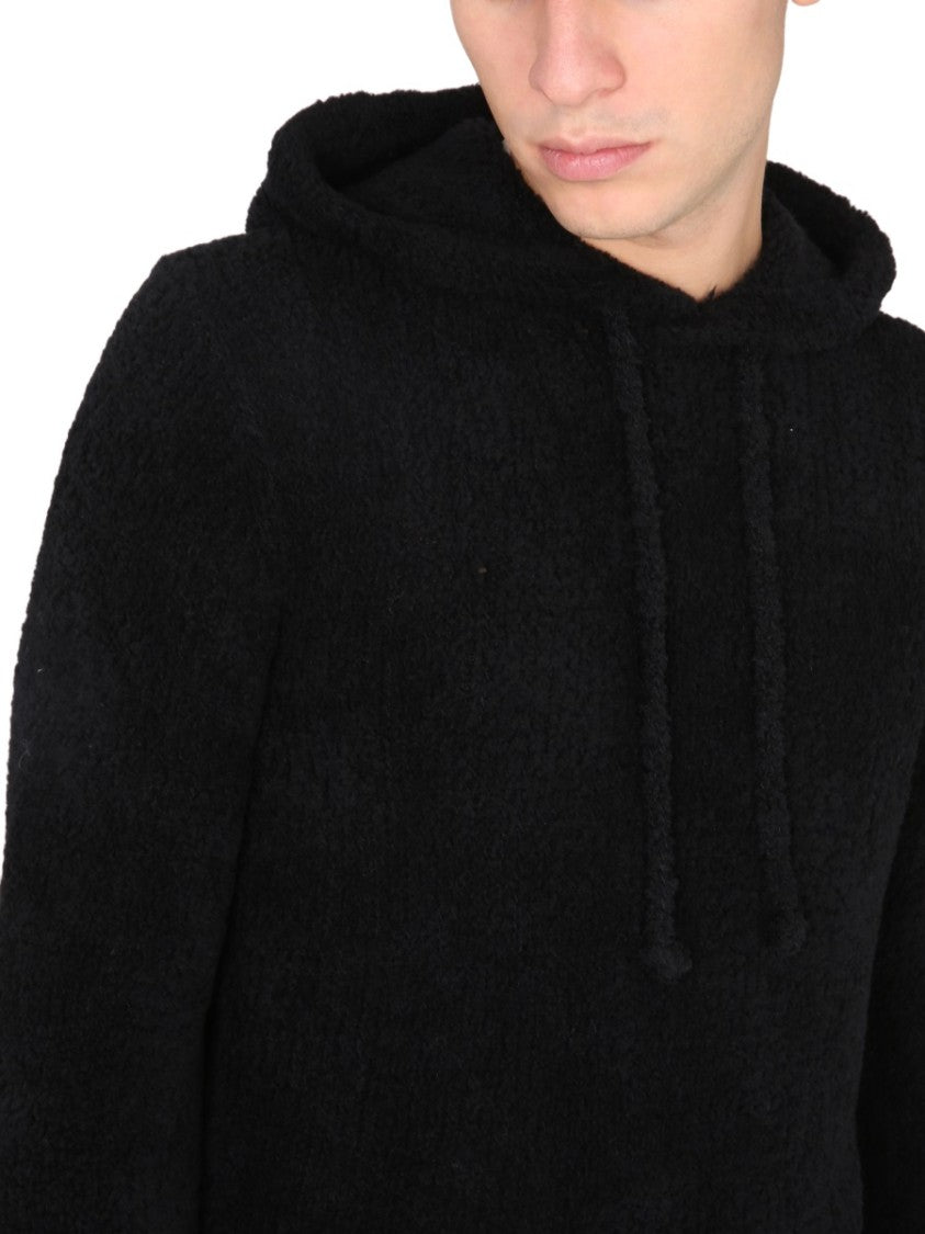 Ten C Black Textured Wool Hoodie