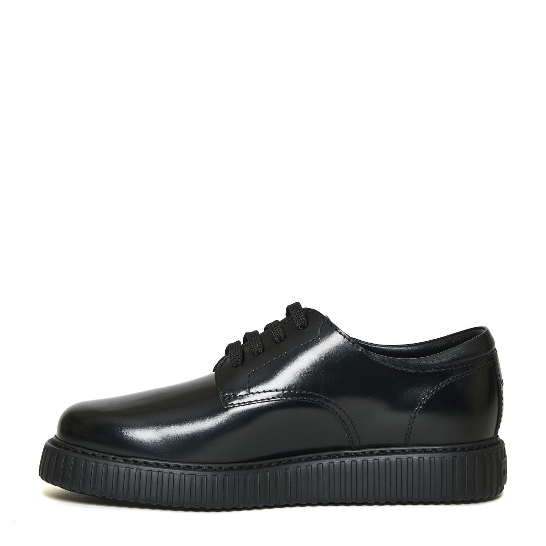 Hogan Lace-Up Black Leather Shoes With Textured Sole