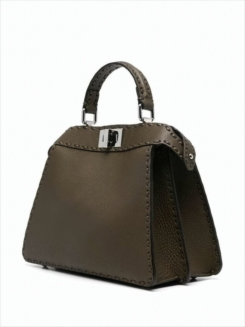 Fendi Trapezoidal Structured Shoulder Bag In Textured Leather