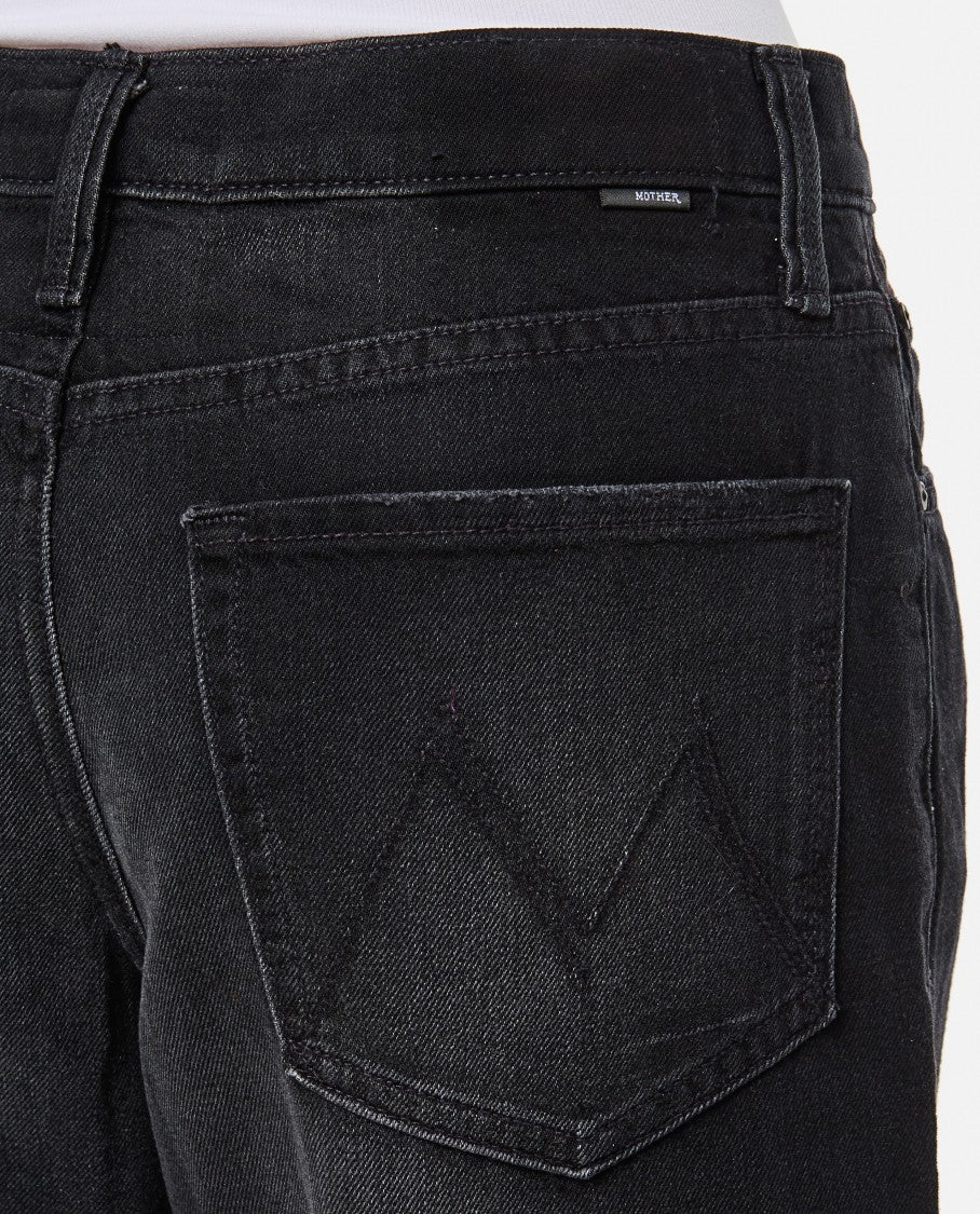 Mother Black The Spinner Zip Sneak Jeans