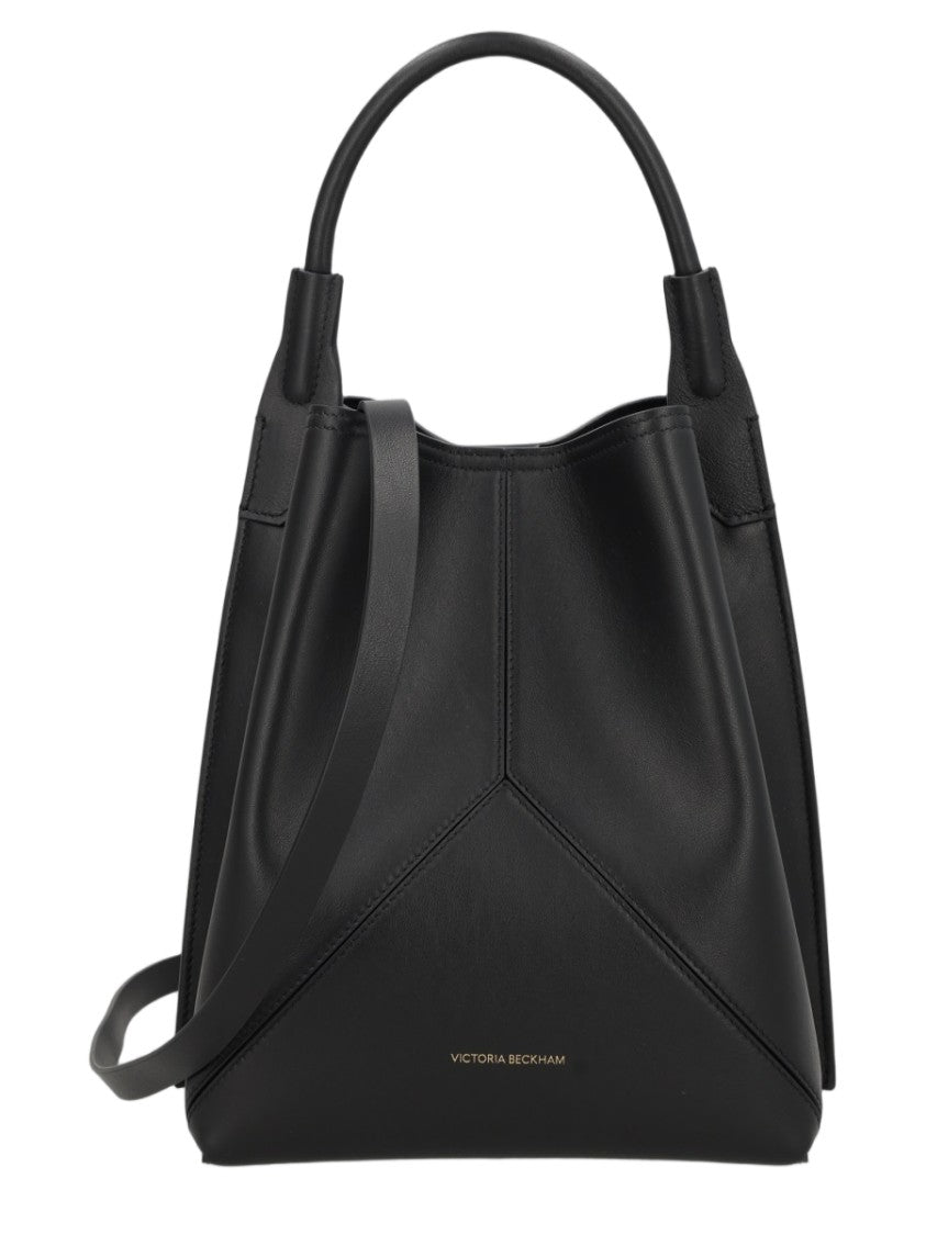 Victoria Beckham Structured Black Bucket Bag With Geometric Panel Design