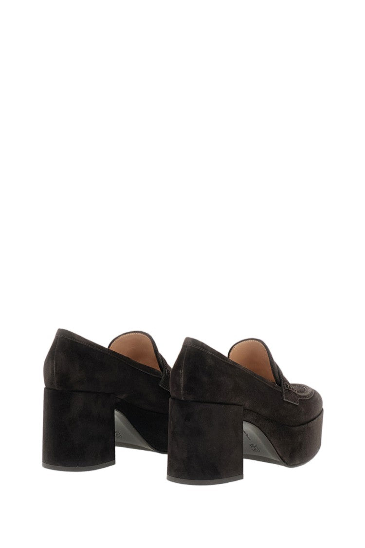 Gianvito Rossi Brown Suede Jenna Wedge Loafers