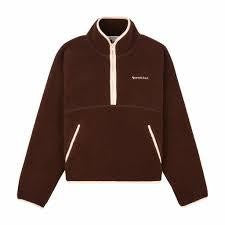 Sporty And Rich Long-Sleeved Brown Pullover With Quarter Zip