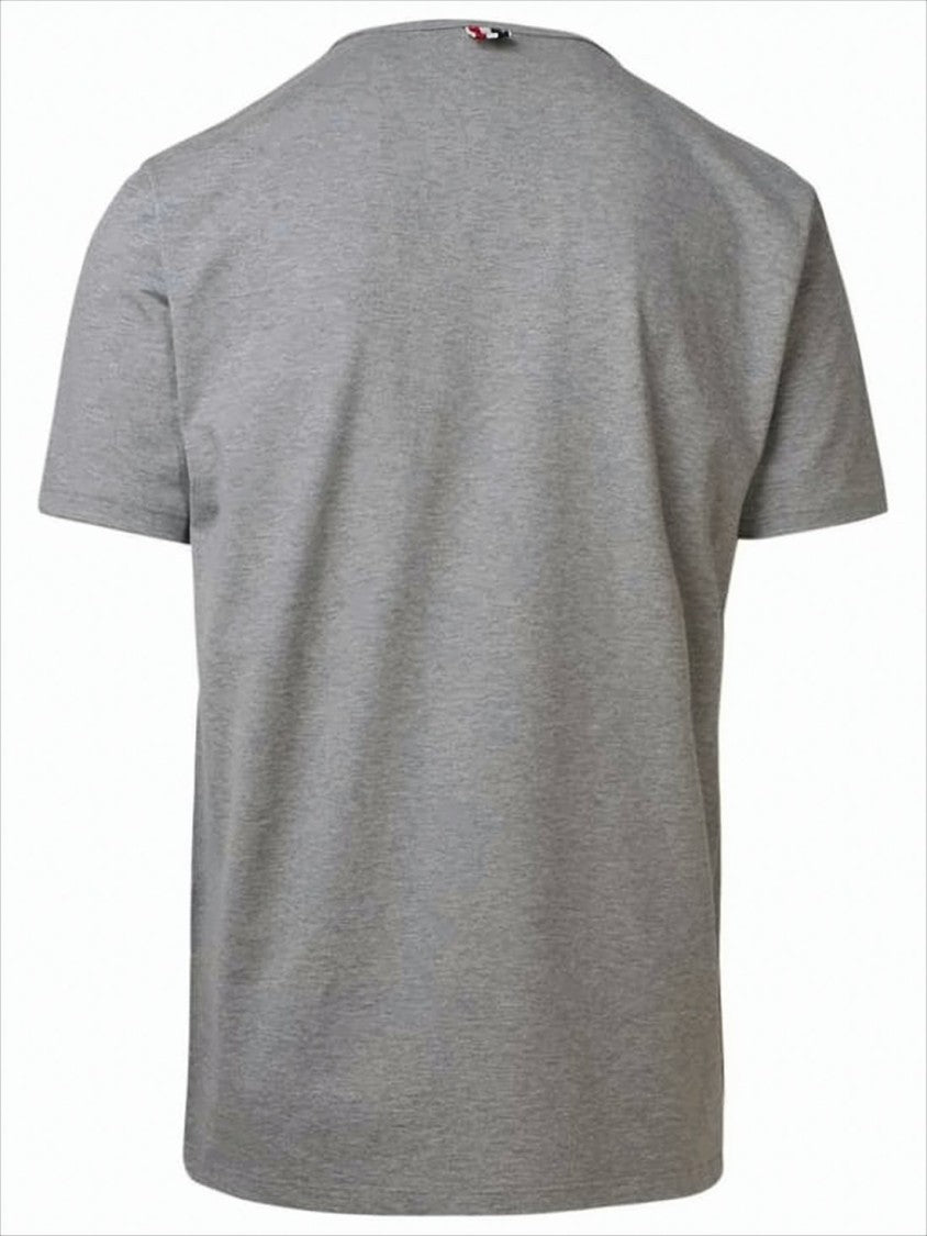 Thom Browne Heather Grey Short-Sleeved T-Shirt With Tricolor Stripe Detail