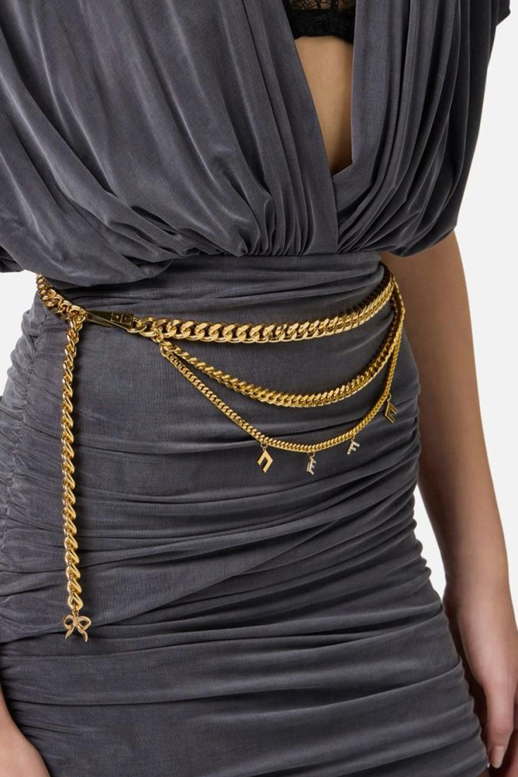 Elisabetta Franchi Mini Dress With Deep V-Neckline