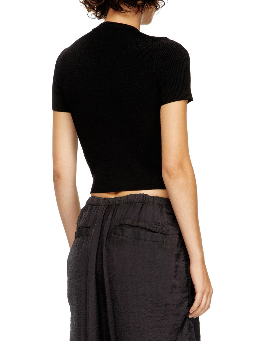 Diesel Black M-Valari-Ss Fitted Ribbed Top