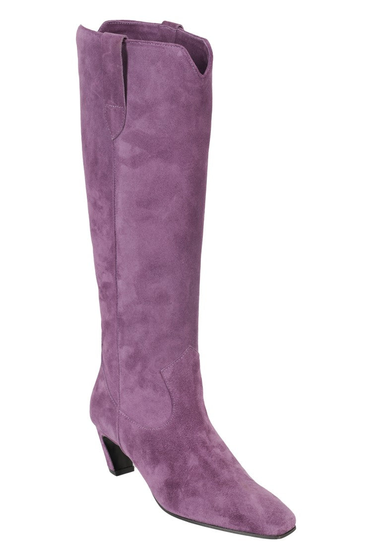 Aldo Castagna Knee-High Suede Boots With Square Toe
