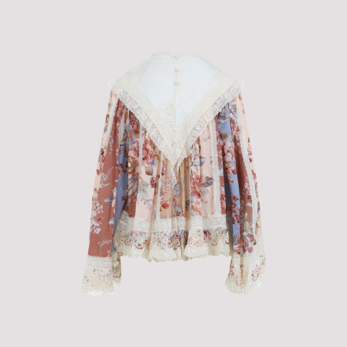 Zimmermann Multicolor Floral Print Blouse With Lace Yoke