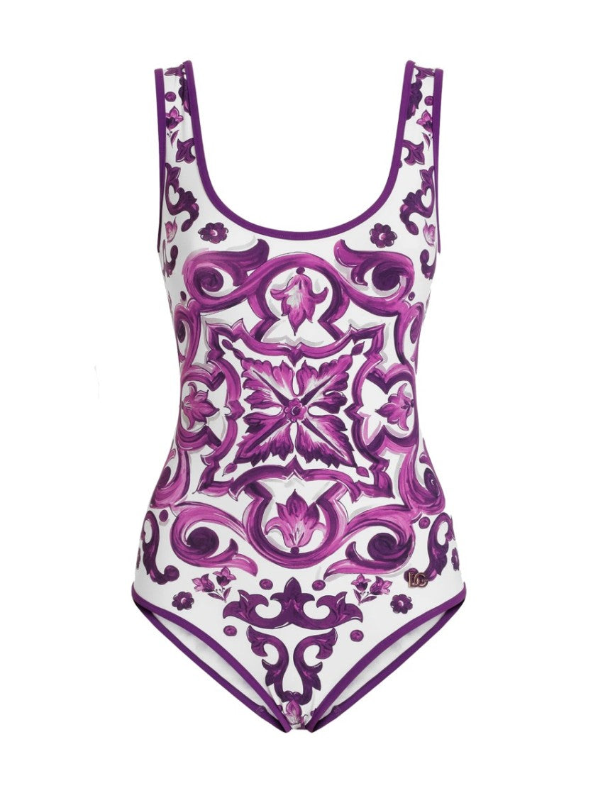 Dolce & Gabbana Majolica Print One Piece Swimsuit