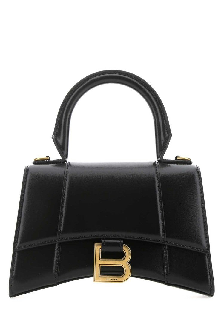 Balenciaga Black Leather Xs Hourglass Handbag