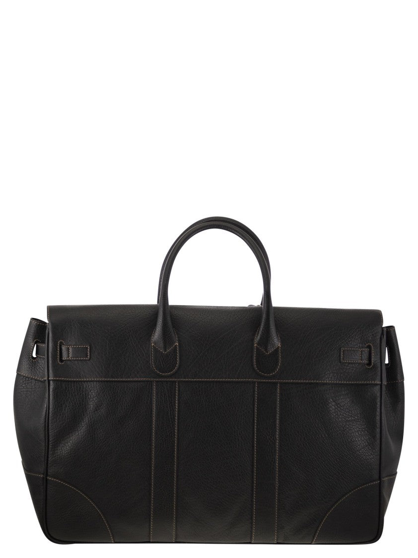 Brunello Cucinelli Country Bag In Calfskin With Grain