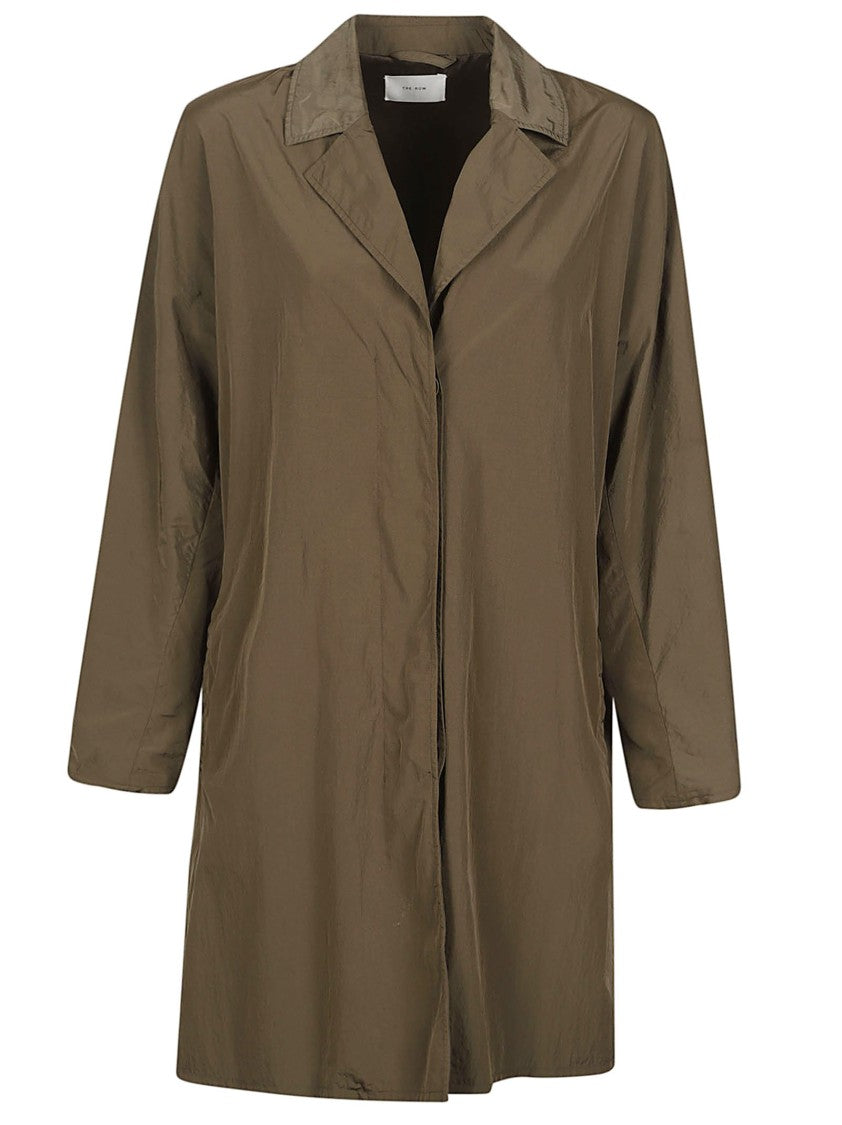 The Row Three-Quarter Sleeve Minimalist Brown Coat