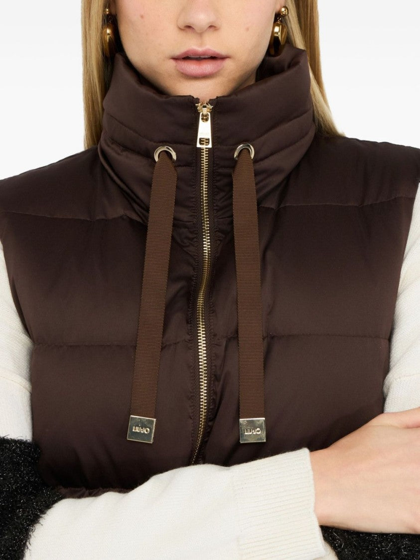 Liu Jo Quilted Brown Jacket With High Collar