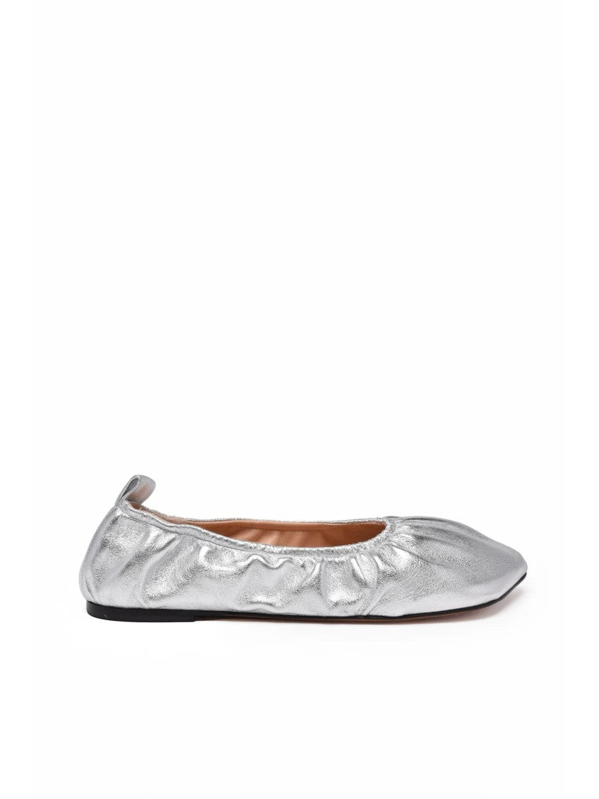 Niccolò Pasqualetti Silver Asymmetrical Lambskin Ballerinas