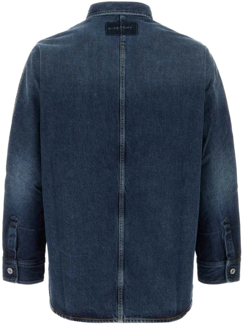 Givenchy Blue Denim Casual Shirt With Button-Down Front And Relaxed Fit