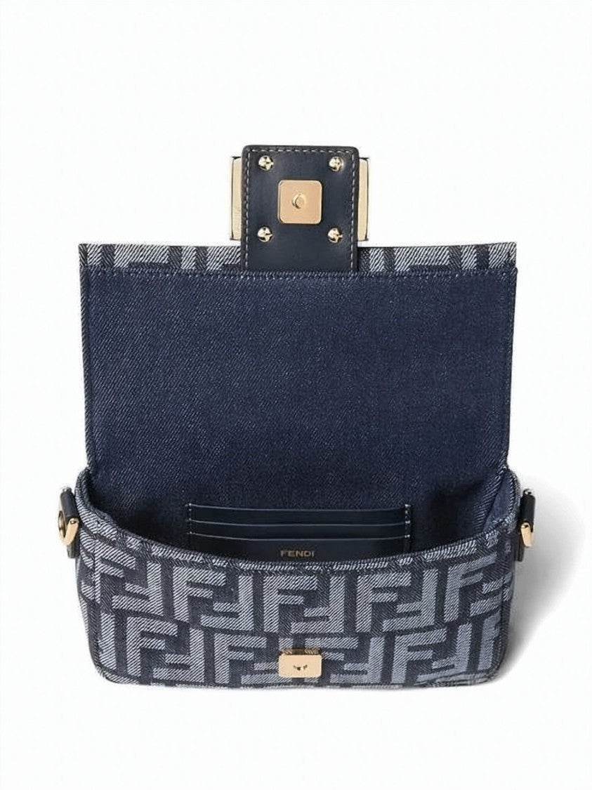 Fendi Blue Monogram Chain Strap Crossbody Bag