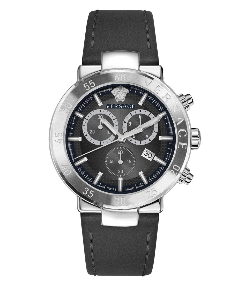 Versace Urban Mystique Chronograph Watch With Steel Case And Black Dial