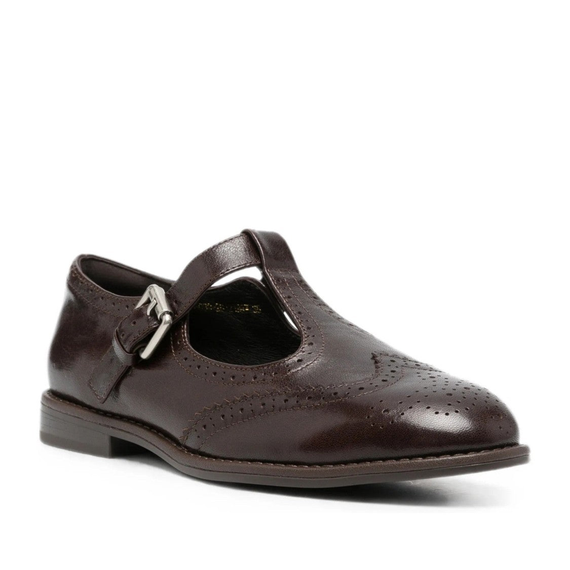 Adrianna Feretti Brown T-Strap Leather Loafers