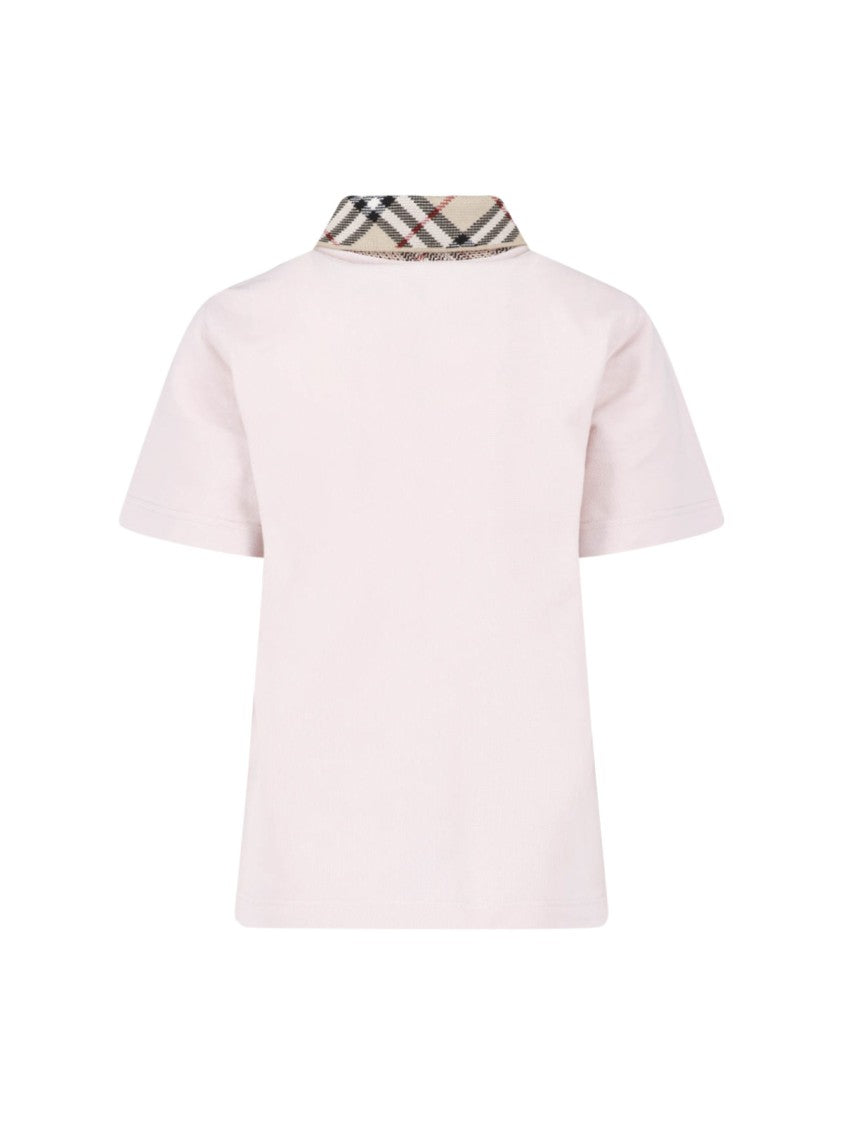 Burberry Pink Check Cotton Polo Shirt