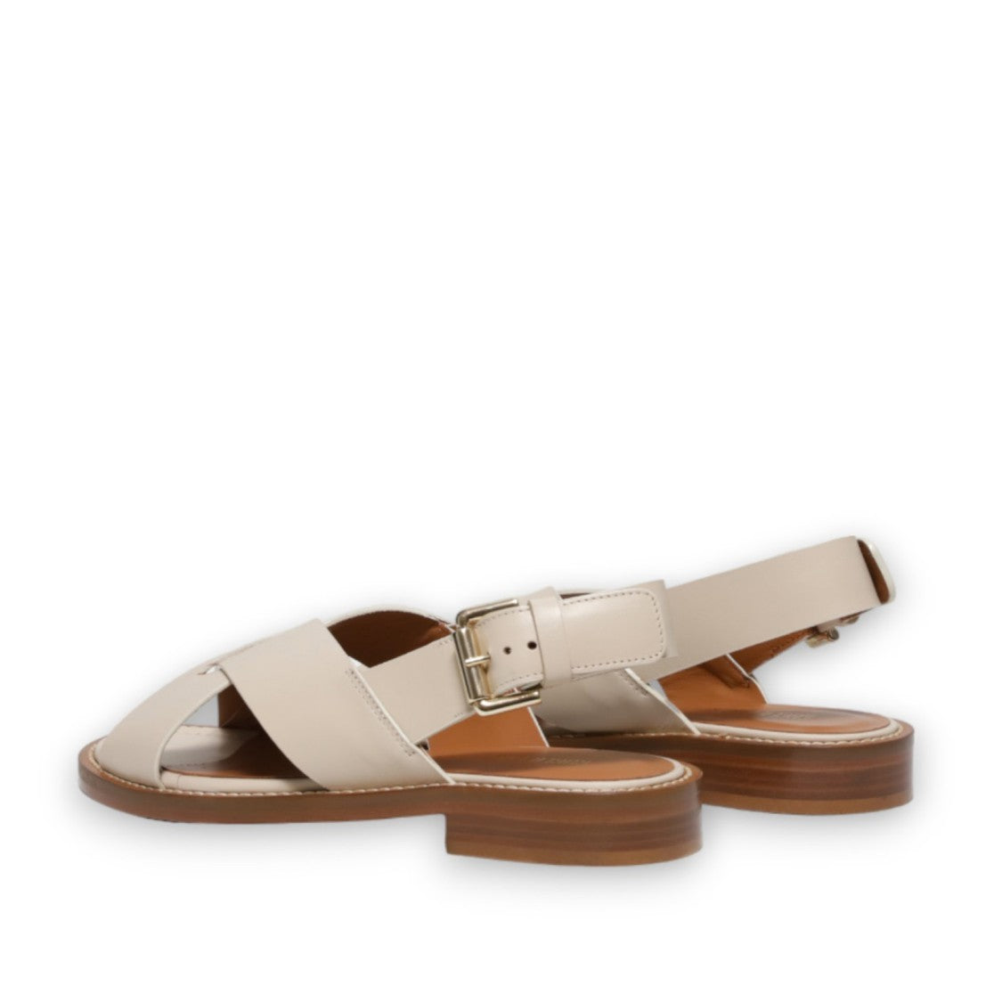 Guglielmo Rotta Criss-Cross Sandal In Chalk-Colored Raw-Cut Leather