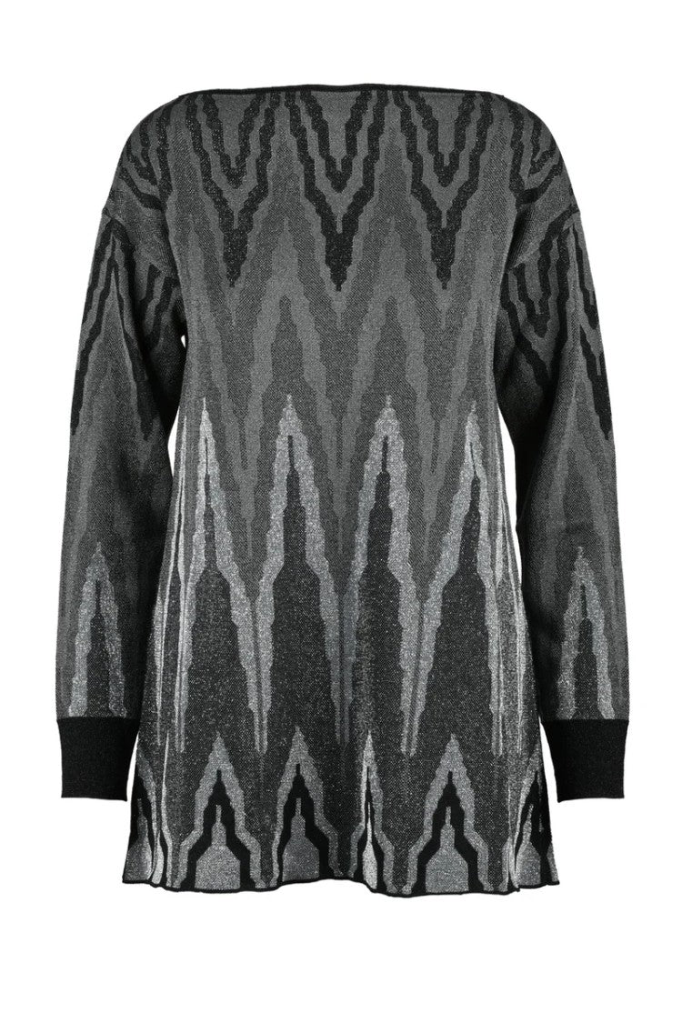 Circus Hotel Flared Lamé Knit - Silver/Black