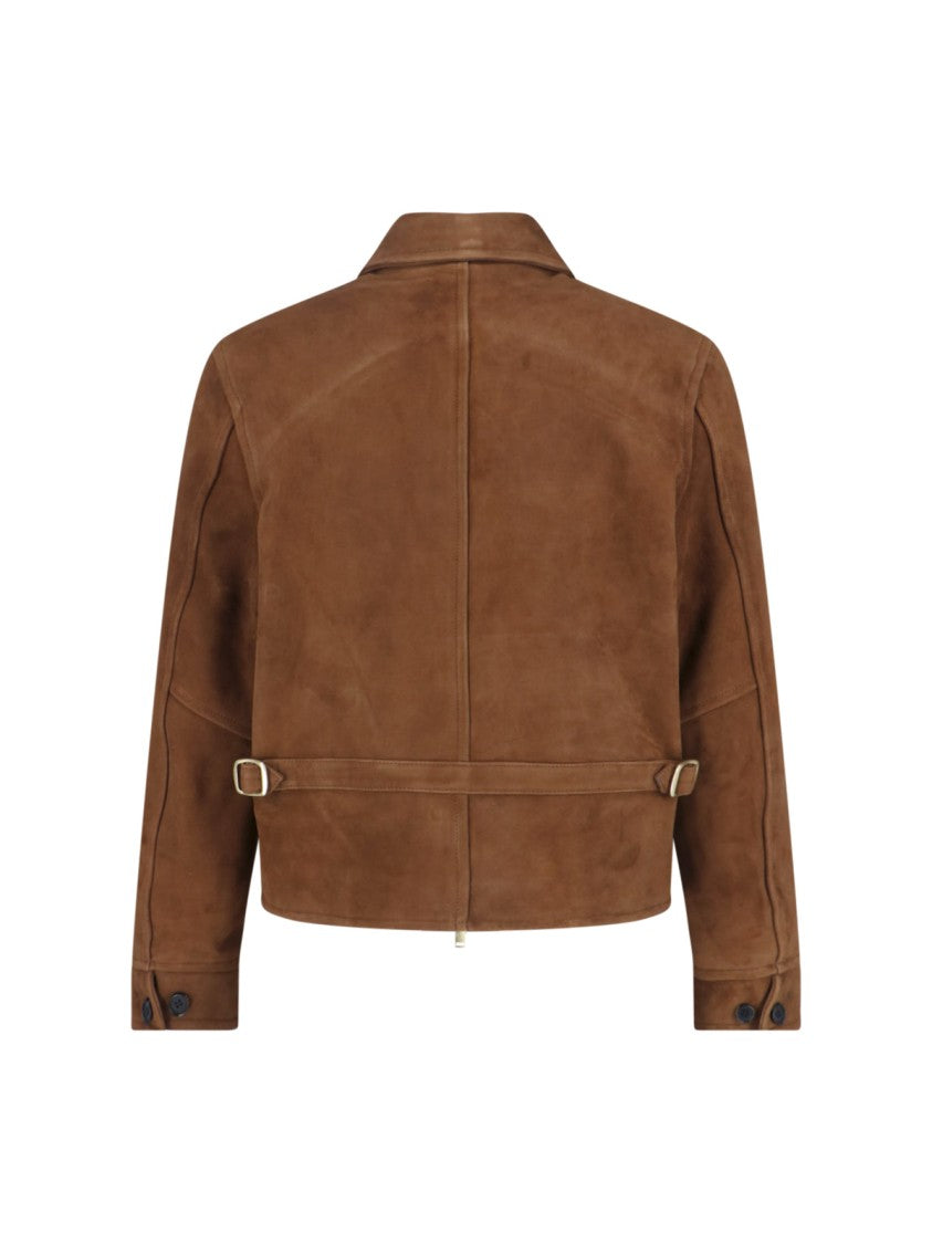 Tonywack Structured Brown Jacket With Front Zipper Closure