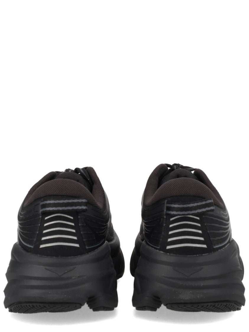Hoka All-Black Bondi 7 Sneakers With Cushioned Sole