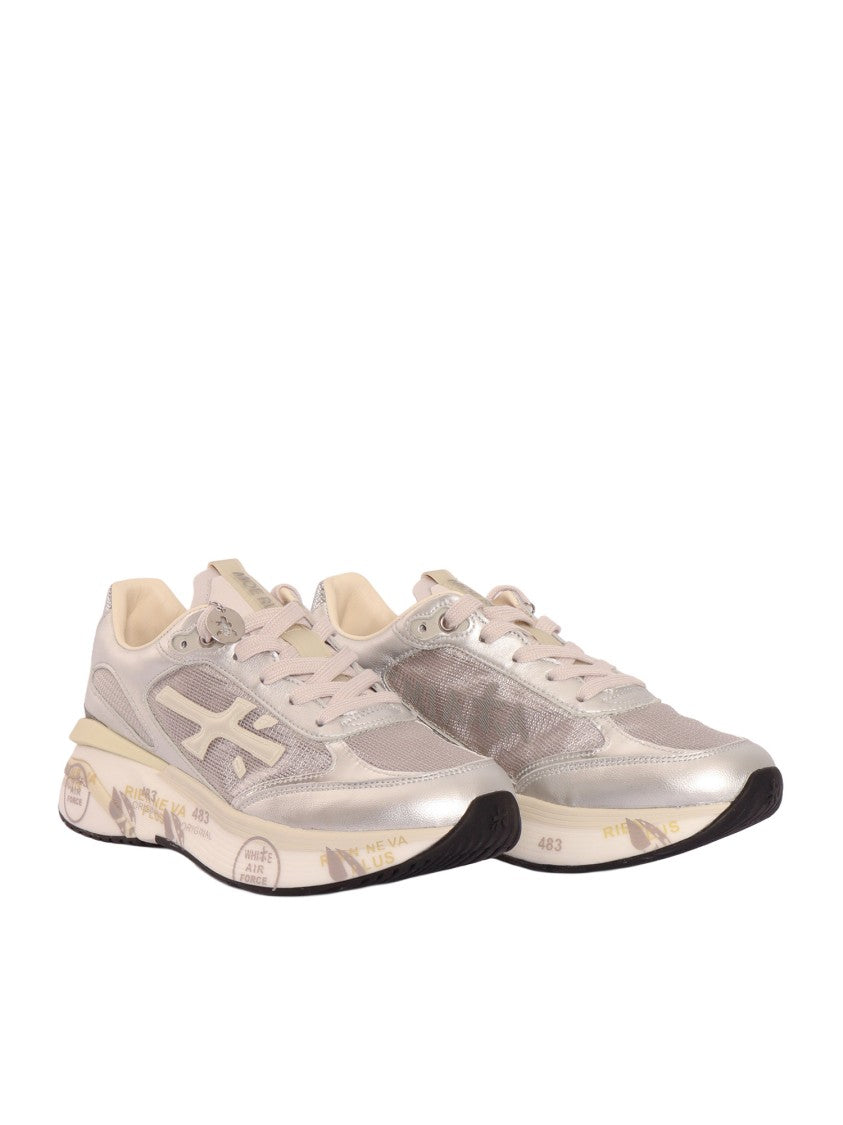 Premiata Moerund Silver Metallic Mesh Sneakers