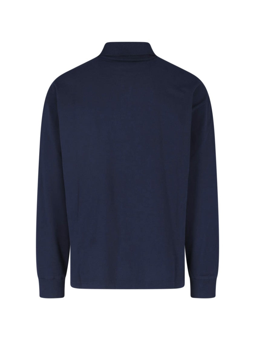 A.P.C. Blue Cotton Long-Sleeve Logo T-Shirt