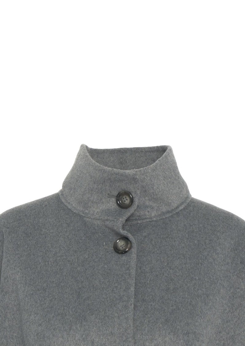 Liu Jo Gray Wool Coat With Waist Belt