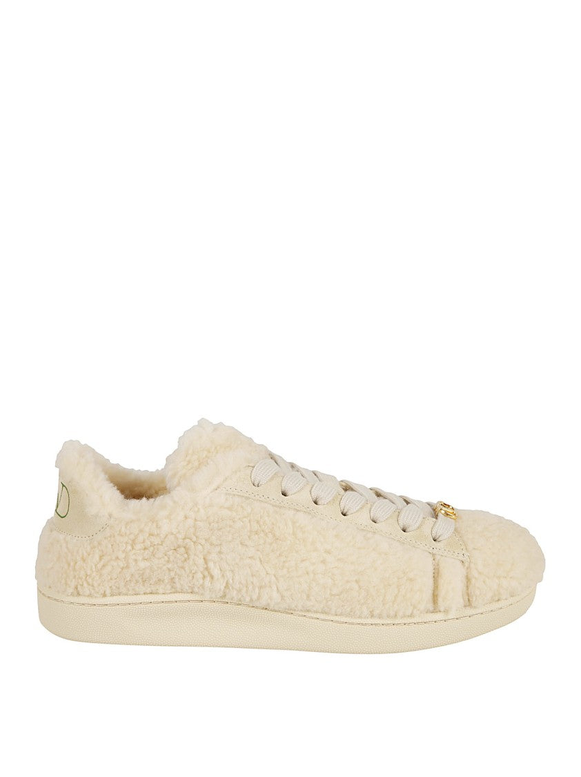 Valentino Garavani Low-Top Sneakers In Shearling-Effect Wool
