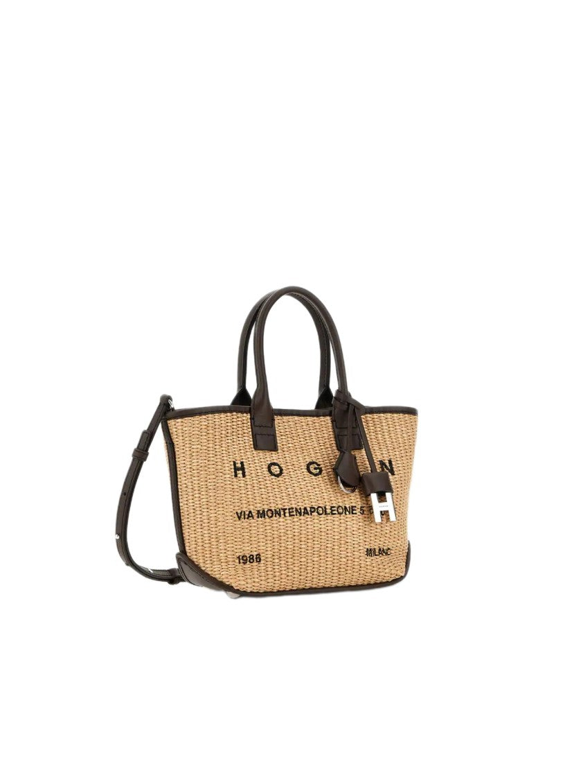 Hogan Structured Rectangular Tote Bag With Woven Texture