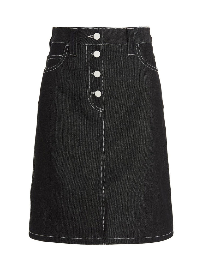 Sunnei Denim Skirt With Contrast Stitching