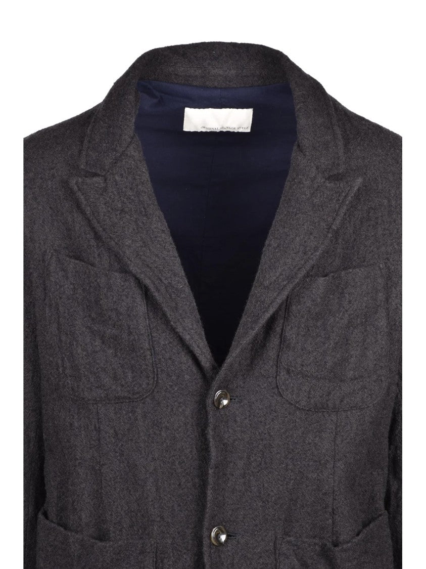Original Vintage Style Grey Crinkled Virgin Wool Jacket
