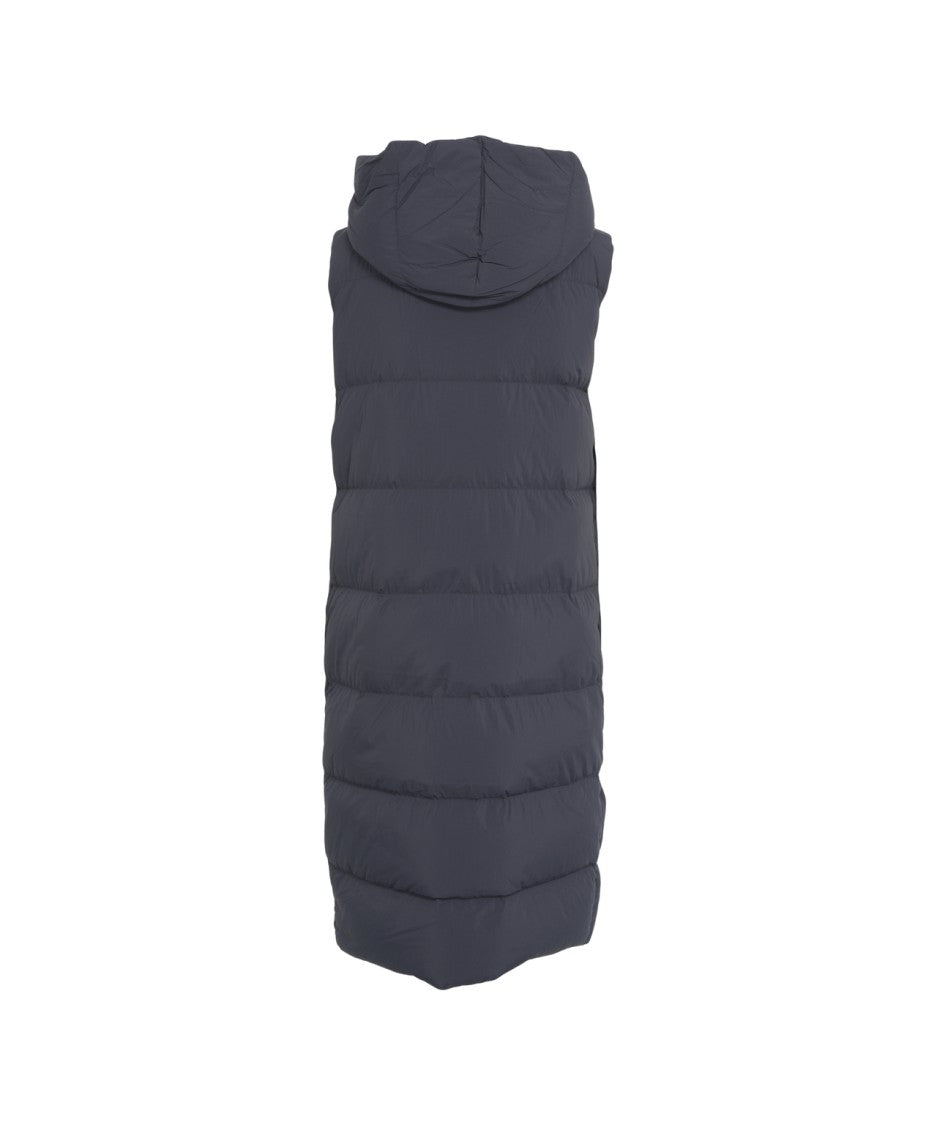 Blauer Quilted Down Gilet With Hood And Full-Length Zipper