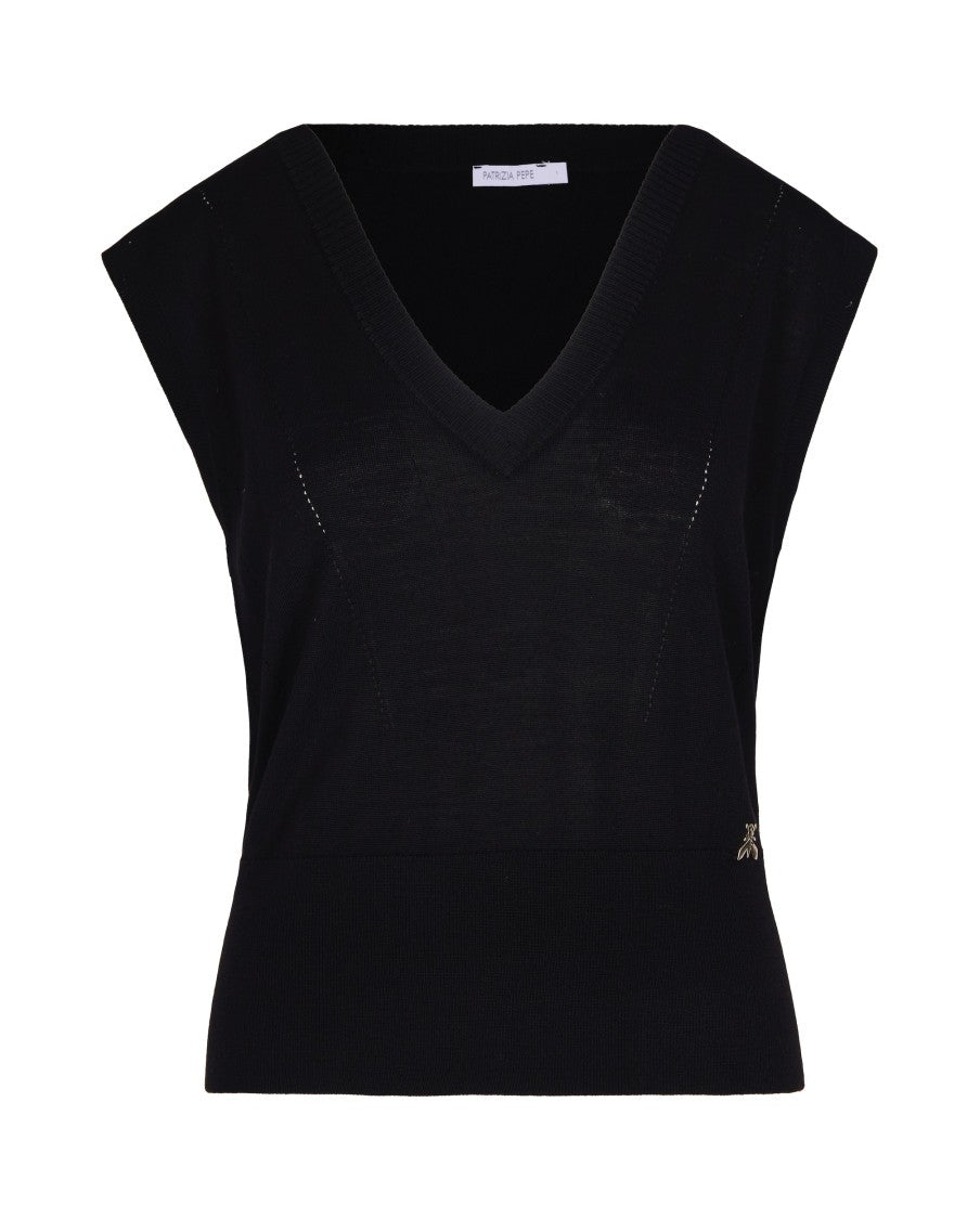 Patrizia Pepe Black Pure Wool Vest