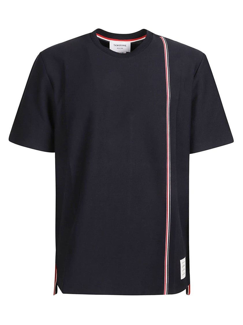 Thom Browne Black T-Shirt With Signature Stripes